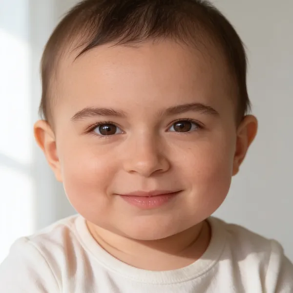 Result from Me as a baby: the first parent's photo turned into an infant with brown eyes and short dark hair